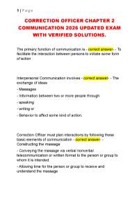 CORRECTION OFFICER CHAPTER 2 COMMUNICATION 2026 UPDATED EXAM WITH VERIFIED SOLUTIONS.