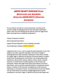 ABFM Heart Disease Exam Questions & Verified Answers 2026/2027