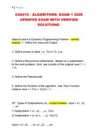 CS6515 - ALGORITHMS- EXAM 1 2026 UPDATED EXAM WITH VERIFIED SOLUTIONS.
