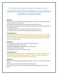 12-GA-62 Variable Products Practice Exam -Questions with Correct Answers & Explanations