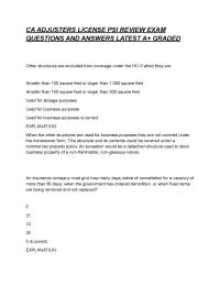 CA ADJUSTERS LICENSE PSI REVIEW EXAM QUESTIONS AND ANSWERS LATEST A+ GRADED
