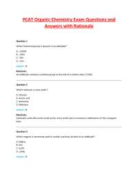 PCAT Organic Chemistry Exam Questions and Answers with Rationale