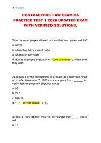CONTRACTORS LAW EXAM CA PRACTICE TEST 1 2026 UPDATED EXAM WITH VERIFIED SOLUTIONS.