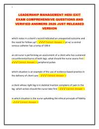 LEADERSHIP MANAGEMENT HESI EXIT EXAM COMPREHENSIVE QUESTIONS AND VERIFIED ANSWERS 2026 JUS