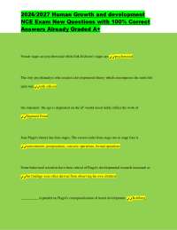 2026/2027 Human Growth and development NCE Exam New Questions with 100% Correct Answers Al