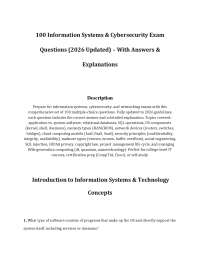 100 Information Systems & Cybersecurity Exam Questions (2026 Updated) – With Answers & Exp