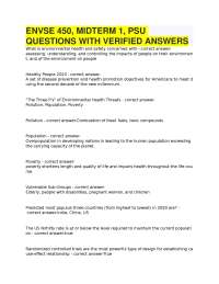 ENVSE 450 Midterm 1 (PSU) – Practice Questions, Verified Answers & Study Guide for Exam Pr