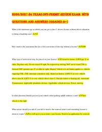 2026/2027 84 Texas DPS Permit Review EXAM WITH Questions and Answers (GRADED A+)