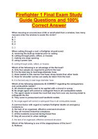 Firefighter 1 Final Exam Study Guide Questions and 100% Correct Answer