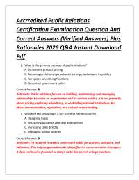 Accrredited Public Relations Certification Examination Question And Correct Answers