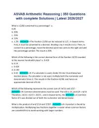 ASVAB Arithmetic Reasoning | 350 Questions with complete Solutions | Latest 2026/2027