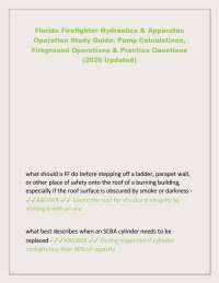 Florida Firefighter Hydraulics & Apparatus Operation Study Guide: Pump Calculations, Fir