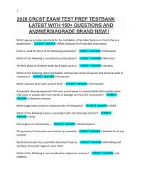 2026 CRCST EXAM TEST PREP TESTBANK LATEST WITH 150+ QUESTIONS AND ANSWERS|AGRADE BRAND