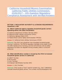 CALIFORNIA HOUSEHOLD MOVERS EXAMINATION, CALIFORNIA PUBLIC UTILITIES COMMISSION, 2026/2027