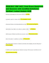2026/2027 EDF 6437 Final Exam Questions and Answers with Certified Solutions | Verified |