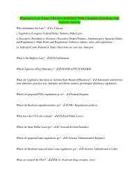 Pharmacy Law Exam 1 Review 2024/2025 With Complete Questions And Correct Answer