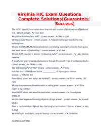 Virginia HIC Exam Questions and Answers with Complete Solutions Guide