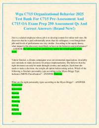 Wgu C715 Organizational Behavior 2026-2027 Test Bank For C715 Pre-Assessment And C715 OA
