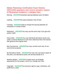 Adobe Photoshop Certification Exam Review 2025/2026 questions and correct answers, Exams o
