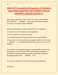 WGU C272 Foundational Perspectives of Education REAL EXAM QUESTIONS AND CORRECT VERIFIED