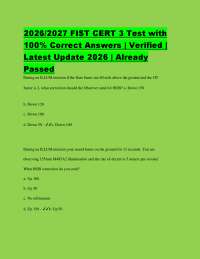 2026/2027 FIST CERT 3 Test with 100% Correct Answers | Verified | Latest Update 2026 | Alr