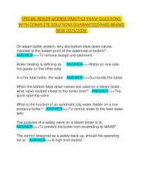 SPECIAL BOILER LICENSE PRACTICE EXAM QUESTIONS WITH COMPLETE SOLUTIONS GUARANTEED PASS B