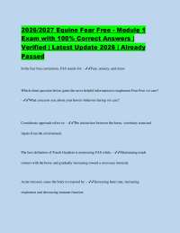 2026/2027 Equine Fear Free - Module 1 Exam with 100% Correct Answers | Verified | Latest U