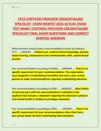 CPCS CERTIFIED PROVIDER CREDENTIALING SPECIALIST EXAM NEWEST 2026 ACTUAL EXAM TEST BANK
