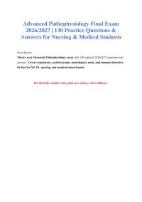 Pathophysiology Exam 2026/2027: 130 Q&A