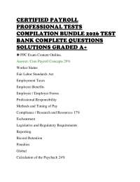 CERTIFIED PAYROLL PROFESSIONAL TESTS COMPILATION BUNDLE 2026 TEST BANK COMPLETE QUESTIONS
