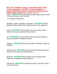 BIO 314: Chapter 2 Exam | Questions with 100% Correct Answers | Verified | Latest Update 2