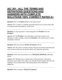 AIC 301 - ALL THE TERMS AND DEFINITIONS QUESTIONS AND ANSWERS WITH COMPLETE SOLUTIONS 10