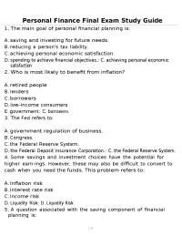 Personal Finance Final Exam Study Guide