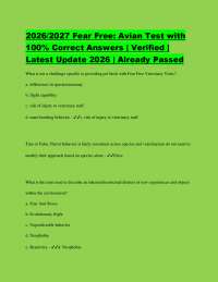 2026/2027 Fear Free: Avian Test with 100% Correct Answers | Verified | Latest Update 2026