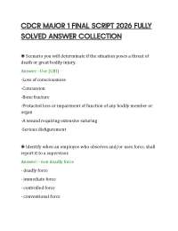 CDCR MAJOR 1 FINAL SCRIPT 2026 FULLY SOLVED ANSWER COLLECTION