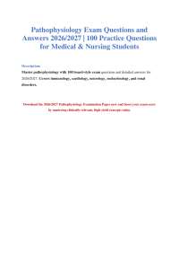 Pathophysiology Exam Questions & Answers 2026