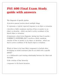 PSY 600 Final Exam Study guide with answers