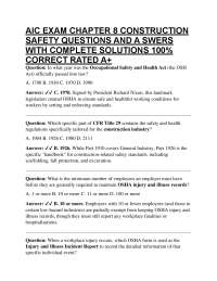 AIC EXAM CHAPTER 8 CONSTRUCTION SAFETY QUESTIONS AND A SWERS WITH COMPLETE SOLUTIONS 100
