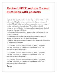 Retired NPTE section 2 exam questions with answers