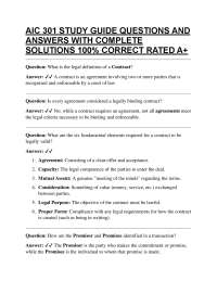 AIC 301 STUDY GUIDE QUESTIONS AND ANSWERS WITH COMPLETE SOLUTIONS 100% CORRECT RATED A+