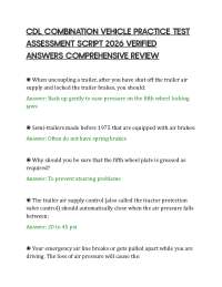 CDL COMBINATION VEHICLE PRACTICE TEST ASSESSMENT SCRIPT 2026 VERIFIED ANSWERS COMPREHENSIV