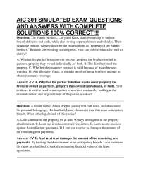 AIC 301 SIMULATED EXAM QUESTIONS AND ANSWERS WITH COMPLETE SOLUTIONS 100% CORRECT!!!