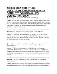 AIC 301 QUIZ TEST STUDY QUESTYIONS AND ANSWERS WITH COMPLETE SOLUTIONS 100% CORRECT RATE