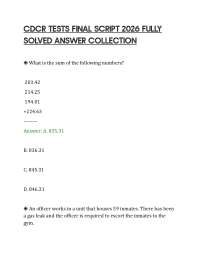 CDCR TESTS FINAL SCRIPT 2026 FULLY SOLVED ANSWER COLLECTION
