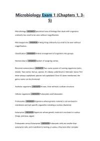 Microbiology Exam 1 (Chapters 1, 3 5) QUESTIONS AND ANSWERS