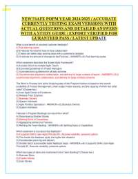 SAFE POPM YEAR 2024/2025 / ACCURATE CURRENTLY TESTING EXAM VERSIONS WITH ACTUAL QUESTION