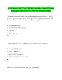 NURSING ASSISTANT FUNDAMENTALS QUIZ 2026-2027|QUESTIONS AND ANSWERS|A+GRADE