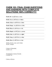 CHEM 103 FINAL EXAM QUESTIONS AND ANSWERS WITH COMPLETE SOLUTIONS 100% CORRECT RATED A+