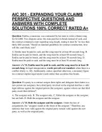 AIC 301 - EXPANDING YOUR CLAIMS PERSPECTIVE QUESTIONS AND ANSWERS WITH COMPLETE SOLUTION