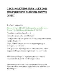 CSCI 310 MIDTERM STUDY GUIDE 2026 COMPREHENSIVE QUESTION–ANSWER DIGEST